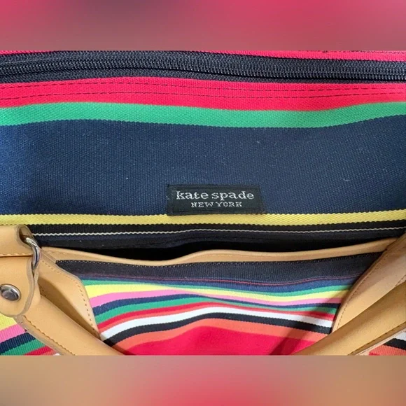 Y2K Kate Spade Striped Multicolor Duffel Bag - Picture 6 of 11